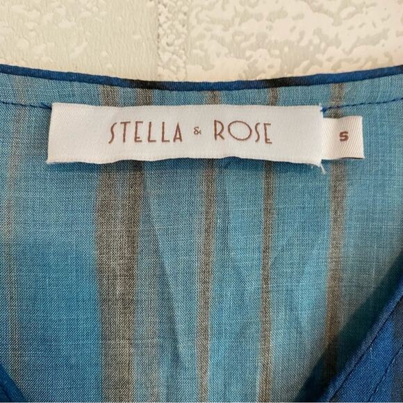 Stella & Rose Blue Black Boho Striped Modest Lightweight Dress sz Small NWOT - Picture 3 of 16